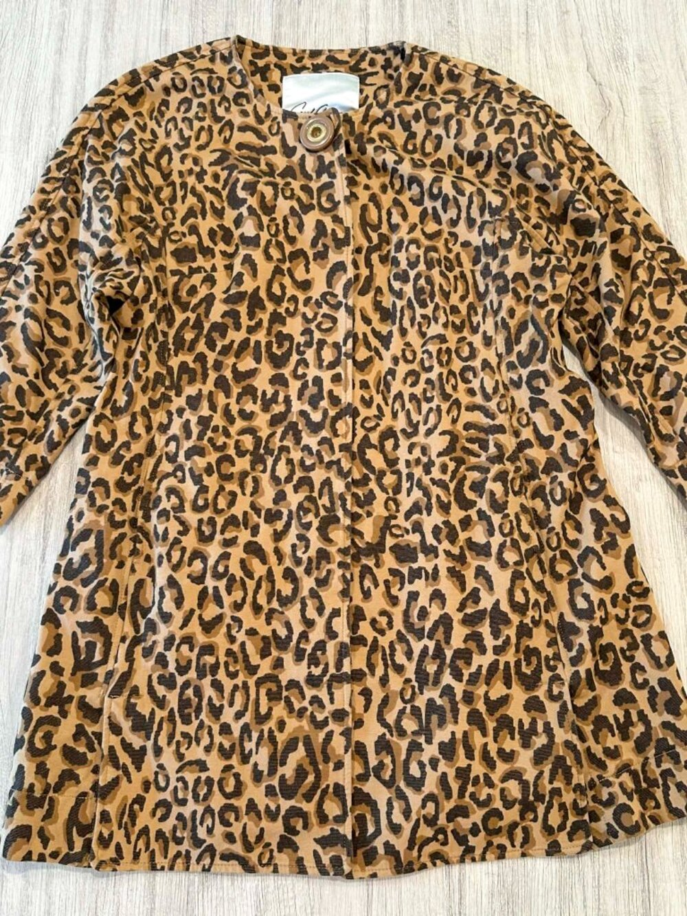 Catherine by Invitation Leopard Print Jacket Womens XS Button Front Cotton